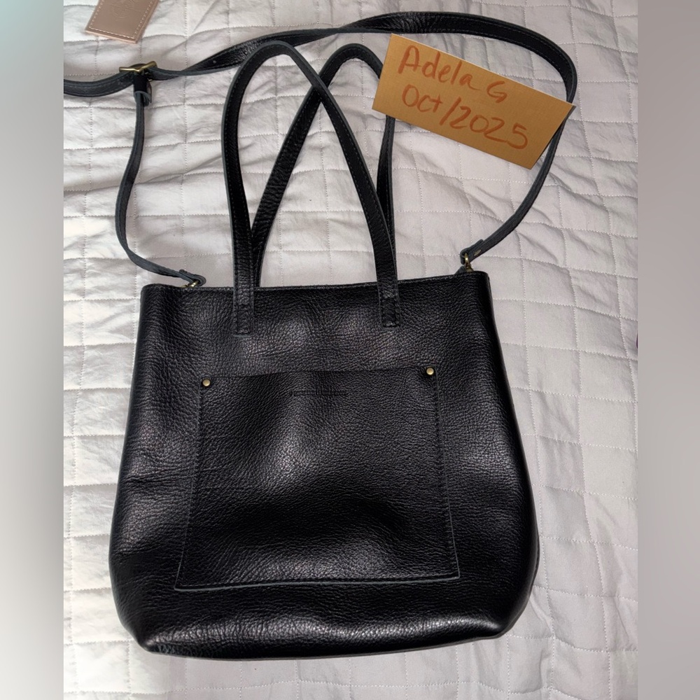 Portland leather full size crossbody in pebbled black - zipper